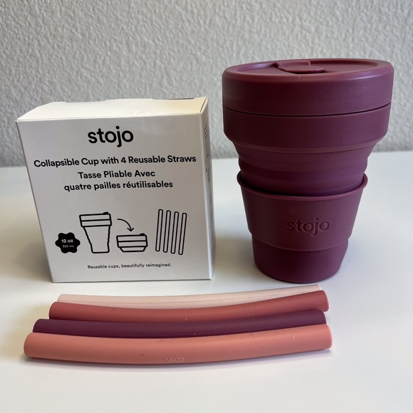 Stojo Other - NEW Stojo Reusable Collaspable Cup and Straw Set Plum